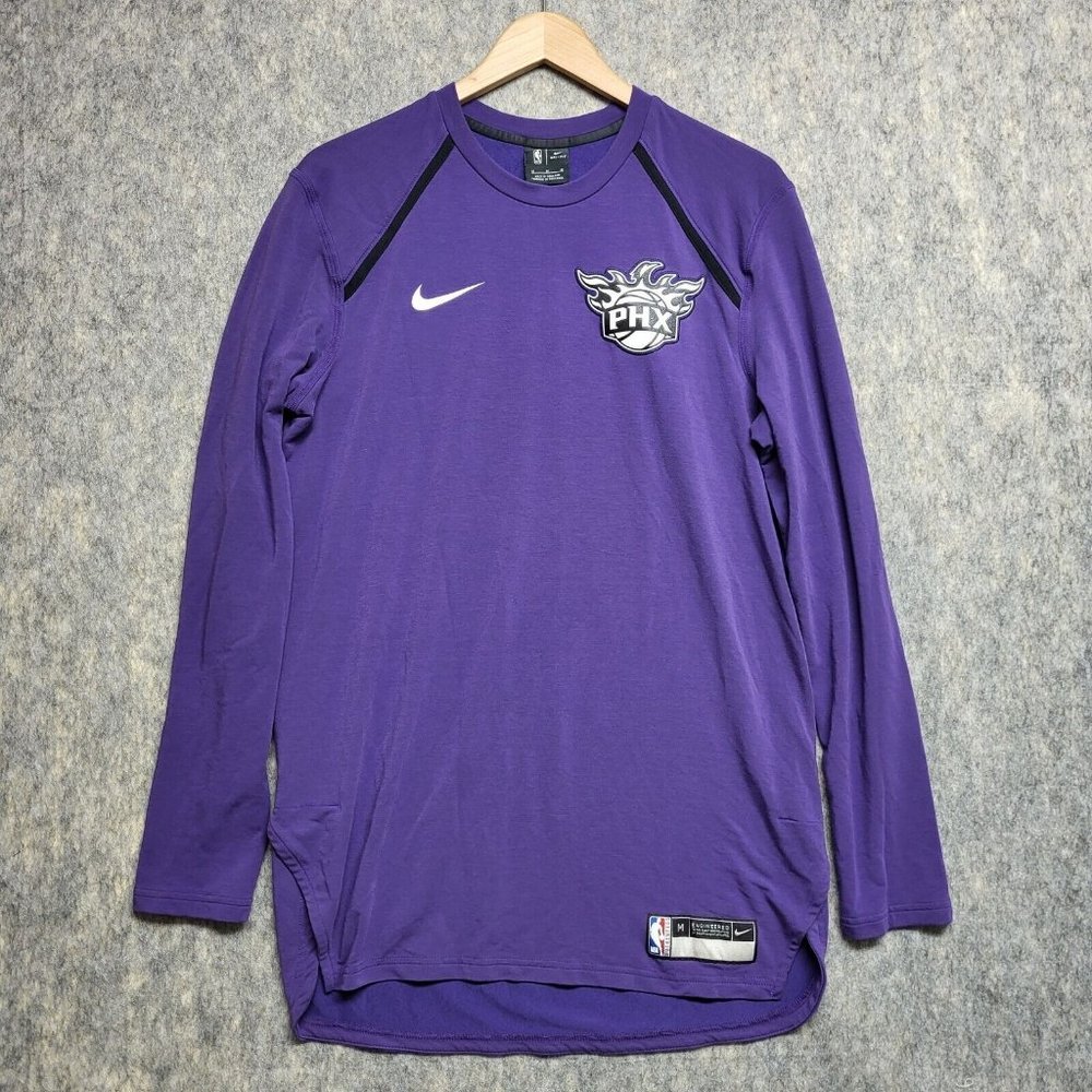 Nike Dri-Fit Phoenix Suns Purple Elite Shooter Long Sleeve Shirt Mens Medium